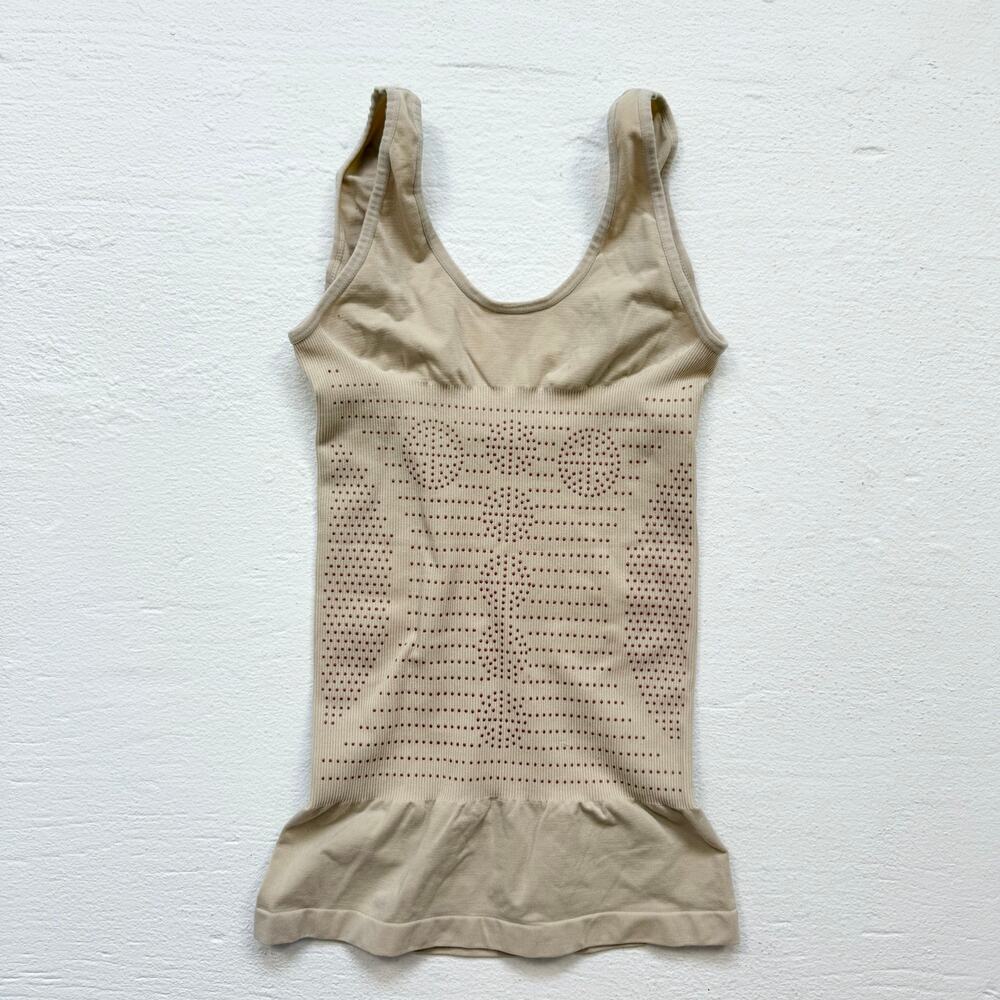 Beige Compression Shapewear Tank Top Seamless Control Camisole, Size S/M